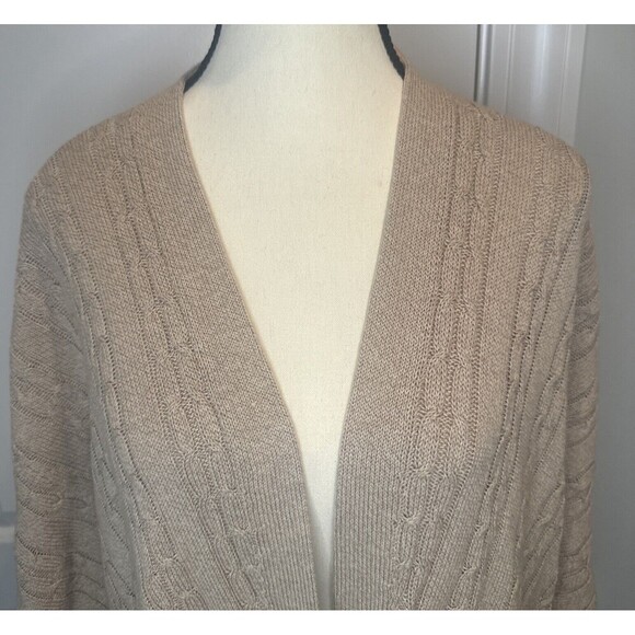 J. Jill TAN BEIGE Cable Knit Open Front Cardigan 3/4 Sleeves Petite XL - Picture 2 of 10